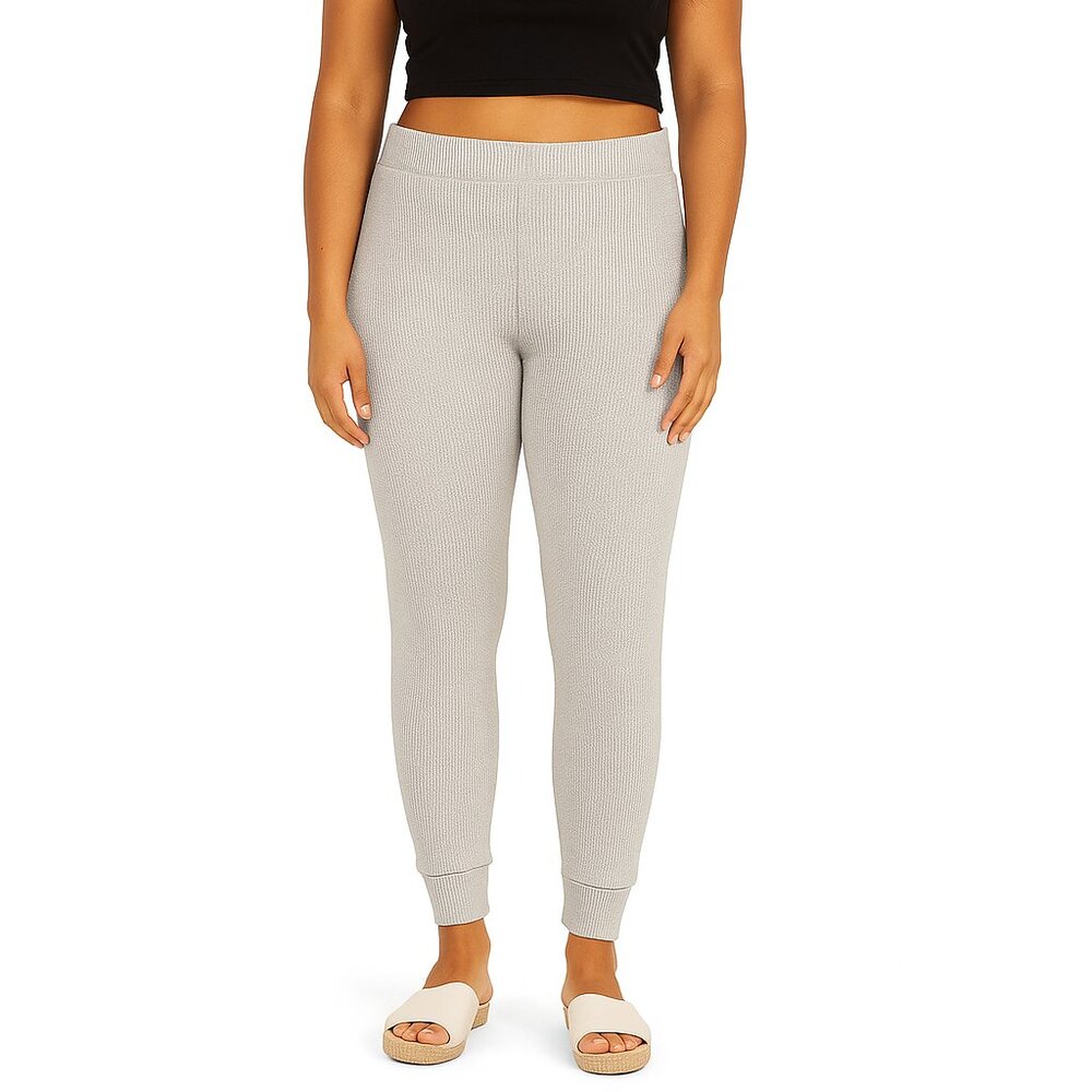 DYI Women's Waffle Jogger Pants Heather Light Grey Size Large